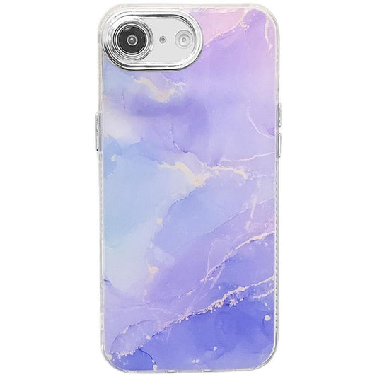 For iPhone 16e Electroplated Marble Texture Phone Case(Blue Purple M10) - iPhone 16e Cases by PMC Jewellery | Online Shopping South Africa | PMC Jewellery | Buy Now Pay Later Mobicred