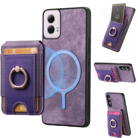 For Motorola Moto G Power 5G 2024 Retro Splitable Magnetic Stand Card Bag Leather Phone Case(Purple) - Motorola Cases by PMC Jewellery | Online Shopping South Africa | PMC Jewellery | Buy Now Pay Later Mobicred