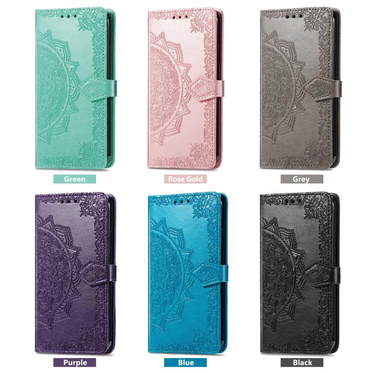 For iPhone 16e Mandala Flower Embossed Leather Phone Case(Black) - iPhone 16e Cases by PMC TechLife | Online Shopping South Africa | PMC TechLife | Buy Now Pay Later Mobicred