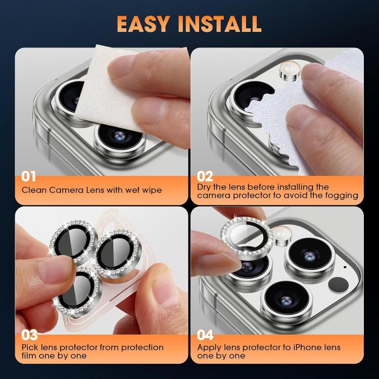 For iPhone 17 Pro Kalebol Individual Camera Lens Diamond Ring Protector(Silver) - iPhone 17 Pro Tempered Glass by Kalebol | Online Shopping South Africa | PMC TechLife | Buy Now Pay Later Mobicred