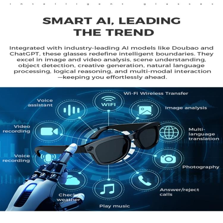 M01 Smart Glasses, with HD Camera, Support Bluetooth Call, AI Intelligent Translation(Black) - Smart Glasses by PMC TechLife | Online Shopping South Africa | PMC TechLife | Buy Now Pay Later Mobicred