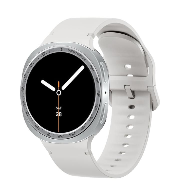 For Samsung Galaxy Watch8 44mm Speed Bezel and Solid Color Stitched Silicone Watch Band(Lime White Silver) - free shipping - PMC TechLife - Order now!