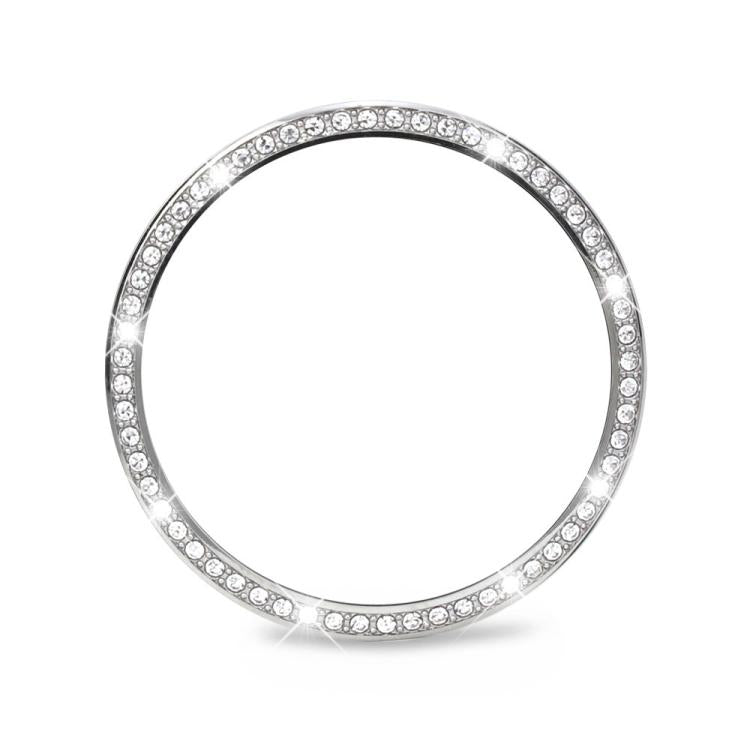 For Samsung Galaxy Watch8 40mm Diamond Bezel and Solid Color Stitched Silicone Watch Band(Lime White Silver) - free shipping - PMC TechLife - Order now!
