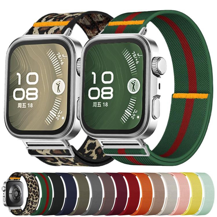 For Huawei Watch Fit3 / Fit4 / Fit4 Pro Adjustable Single Loop Elastic Nylon Watch Band(Green Red) - free shipping - PMC TechLife - Order now!