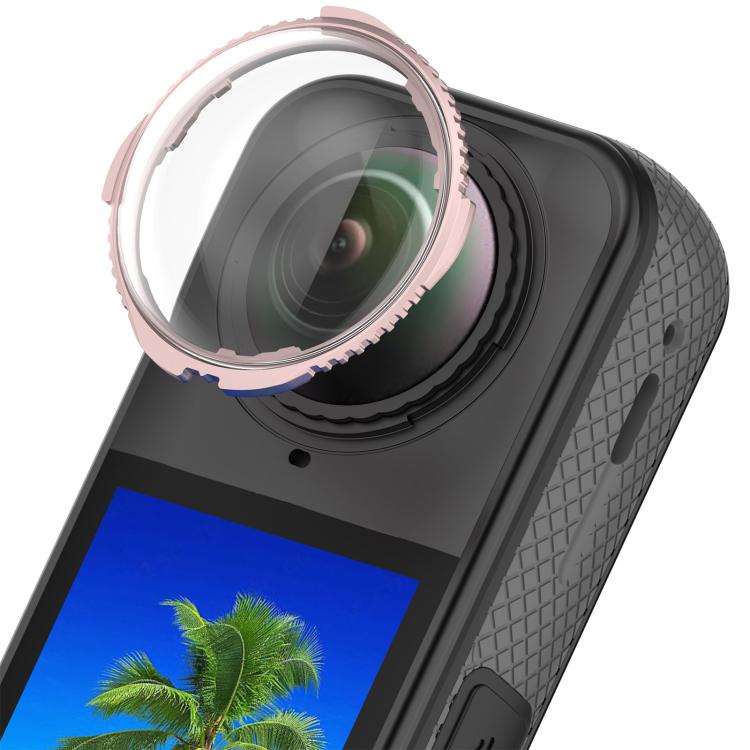 For Insta360 X4 Rotating Optical Tempered Glass Lens Guard Protective Cover(Pink) - free shipping - PMC TechLife - Order now!