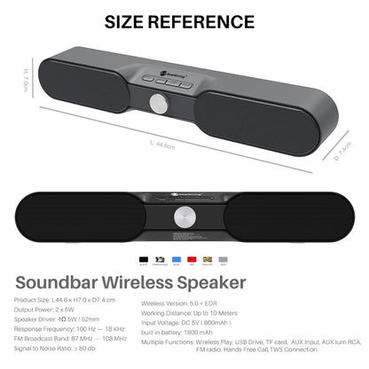 New Rixing NR4017 Portable 10W Stereo Surround Soundbar Bluetooth Speaker with Microphone(Red) - Desktop Speaker by NewRixing | Online Shopping South Africa | PMC Jewellery | Buy Now Pay Later Mobicred