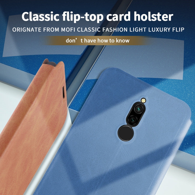 For Xiaomi RedMi 8 MOFI Crazy Horse Texture Horizontal Flip Protective Leather Case(Blue) - Xiaomi Cases by MOFI | Online Shopping South Africa | PMC Jewellery | Buy Now Pay Later Mobicred