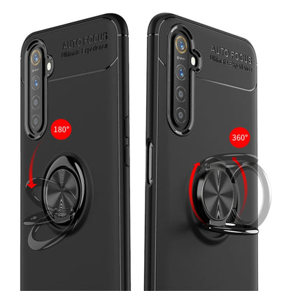 For OPPO Realme 6 Metal Ring Holder 360 Degree Rotating TPU Case(Black+Black) - Realme Cases by PMC Jewellery | Online Shopping South Africa | PMC Jewellery | Buy Now Pay Later Mobicred