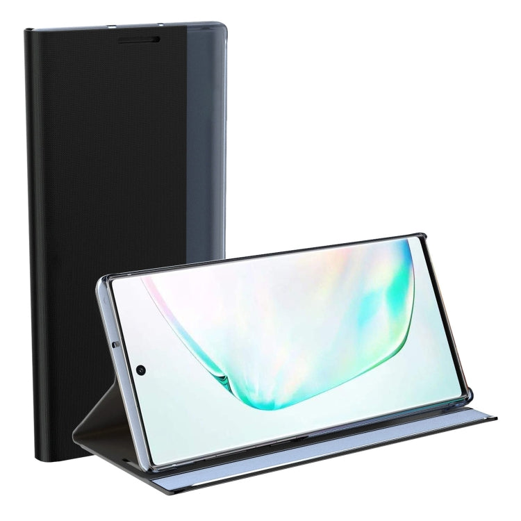 For Galaxy Note 10 Plain Texture Cloth Attraction Flip Holder Leather Phone Case(Blue) - Galaxy Phone Cases by PMC TechLife | Online Shopping South Africa | PMC TechLife