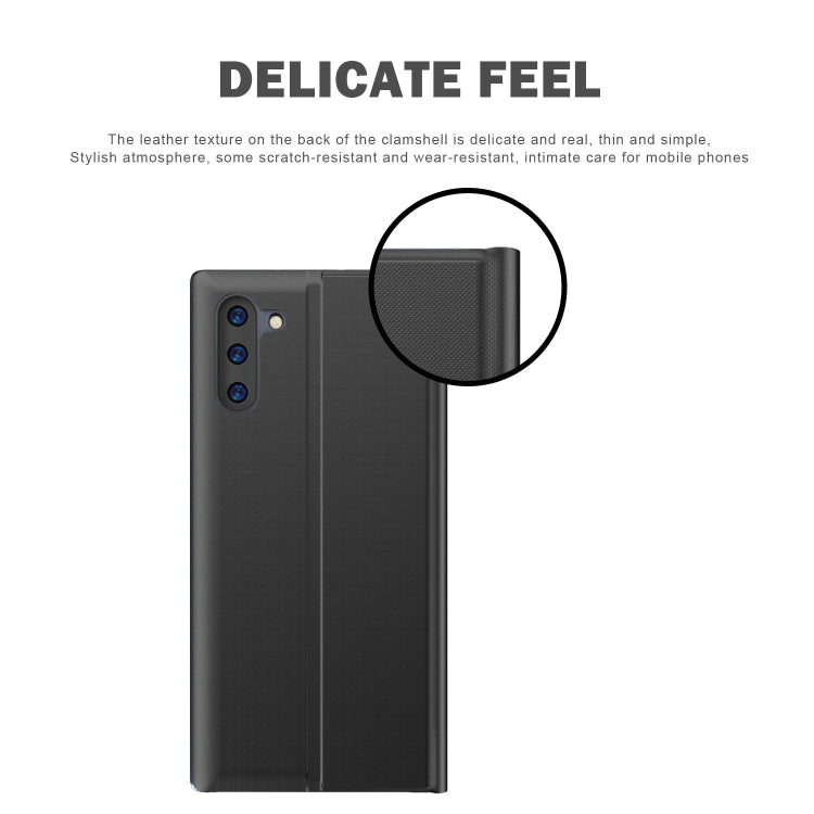For Galaxy Note 10 Plain Texture Cloth Attraction Flip Holder Leather Phone Case(Blue) - Galaxy Phone Cases by PMC TechLife | Online Shopping South Africa | PMC TechLife