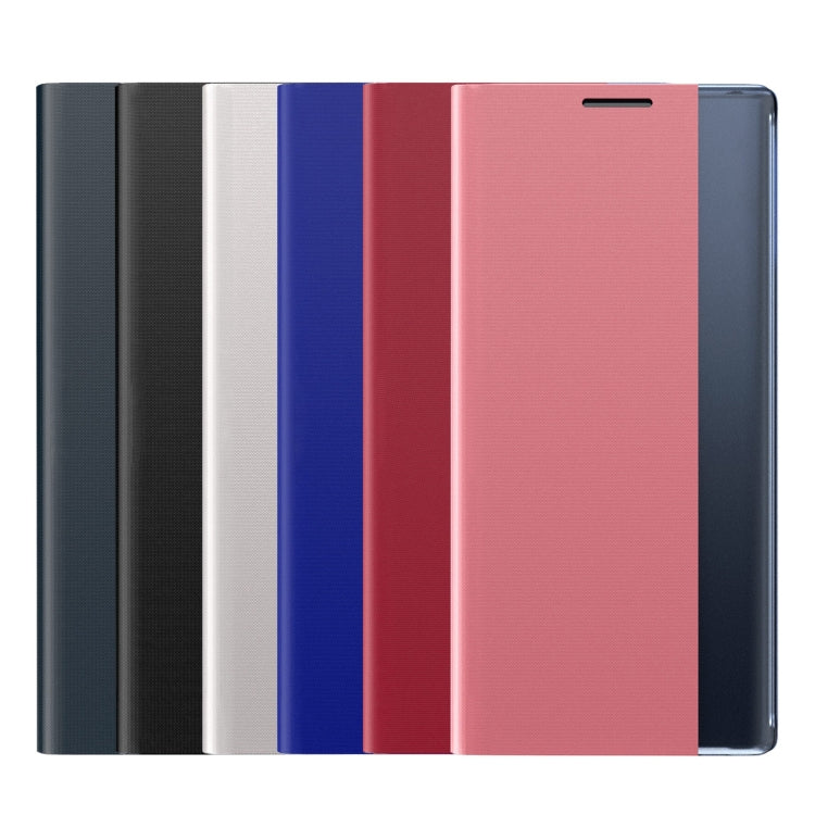 For Galaxy Note 10 Plain Texture Cloth Attraction Flip Holder Leather Phone Case(Blue) - Galaxy Phone Cases by PMC TechLife | Online Shopping South Africa | PMC TechLife