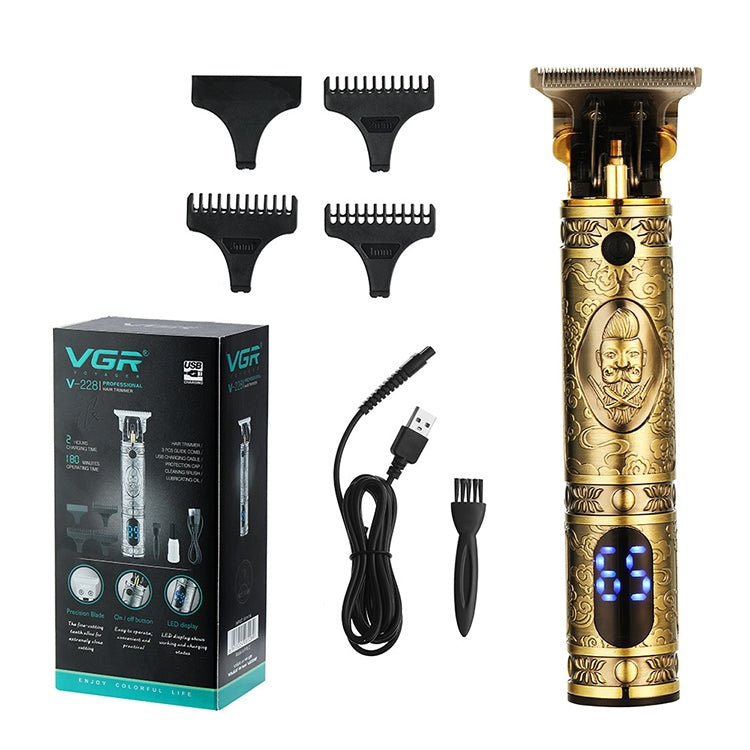 VGR V-228 5W USB Retro Engraving Hair Clipper with LED Digital Display (Silver) - free shipping - PMC TechLife - Order now!