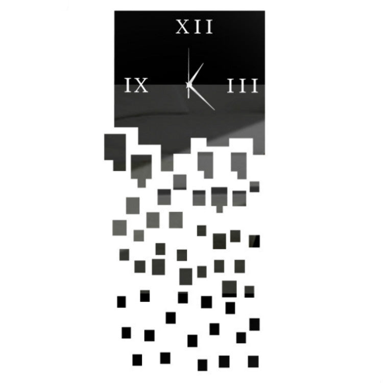 Mirror Clock Personality Wall Clock Three-dimensional Wall Decoration Mosaic Wall Clock(Black) - Wall Clock by PMc TechLife | Online Shopping South Africa | PMc TechLife | Buy Now Pay Later Mobicred