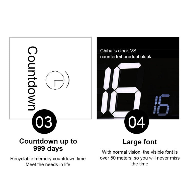 Multifunctional LED Wall Clock Creative Digital Clock, Style:Hollow Remote Control(Gold Font) - free shipping - PMc TechLife - Order now!