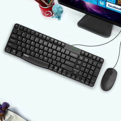 Rapoo X120 Computer Business Office USB Wired Keyboard and Mouse Set(Black) - Wired Keyboard by Rapoo | Online Shopping South Africa | PMC Jewellery | Buy Now Pay Later Mobicred