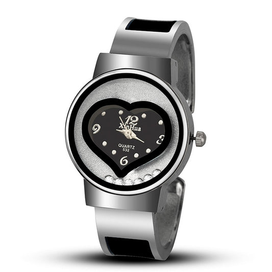 Heart Shaped Quartz Watch for Women(Black) - Metal Strap Watches by PMC Jewellery | Online Shopping South Africa | PMC Jewellery | Buy Now Pay Later Mobicred