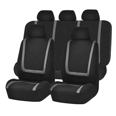 Universal Car Seat Cover Polyester Fabric Automobile Seat Covers Car Seat Cover Vehicle Seat Protector Interior Accessories 9pcs Set Gray - Seat Accessories by PMC Jewellery | Online Shopping South Africa | PMC Jewellery | Buy Now Pay Later Mobicred