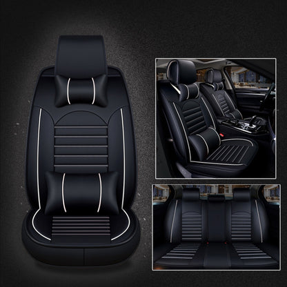 Universal PU Leather Car Seat Cover Black White Deluxe - Seat Accessories by PMC Jewellery | Online Shopping South Africa | PMC Jewellery | Buy Now Pay Later Mobicred