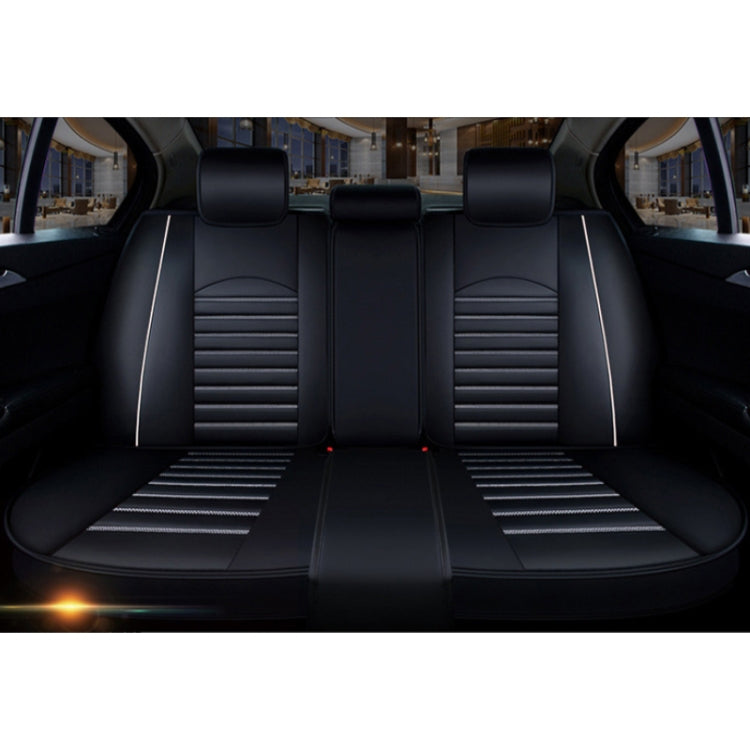 Universal PU Leather Car Seat Cover Black White Deluxe - Seat Accessories by PMC TechLife | Online Shopping South Africa | PMC TechLife | Buy Now Pay Later Mobicred