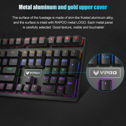 Rapoo V700S 104 Keys Mixed Color Backlight USB Wired Game Computer Without Punching Mechanical Keyboard(Black Shaft) - Wired Keyboard by Rapoo | Online Shopping South Africa | PMC Jewellery | Buy Now Pay Later Mobicred