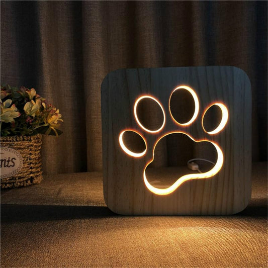 Creative Shape Wooden Night Lamp Bedroom Decoration Warm Light LED(Paw) - Novelty Lighting by PMC Jewellery | Online Shopping South Africa | PMC Jewellery | Buy Now Pay Later Mobicred