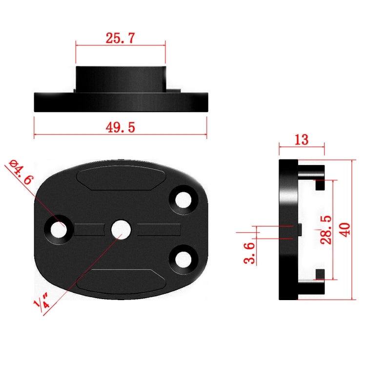 4 Holes Aluminum Quick Release Tripod Mount Base For Sports Camera, Color: Black Embedded Nut - Helmet Mount by PMC TechLife | Online Shopping South Africa | PMC TechLife | Buy Now Pay Later Mobicred