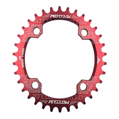 MOTSUV Narrow Wide Chainring MTB  Bicycle 104BCD Tooth Plate Parts(Red) - Bicycle Brake Parts by MOTSUV | Online Shopping South Africa | PMC Jewellery | Buy Now Pay Later Mobicred