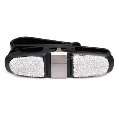 Diamond Mounted Rotating Car Glasses Clip Card Paper Holder Clips(White) - Sunglasses & Glasses Clips by Dabond | Online Shopping South Africa | PMC Jewellery | Buy Now Pay Later Mobicred