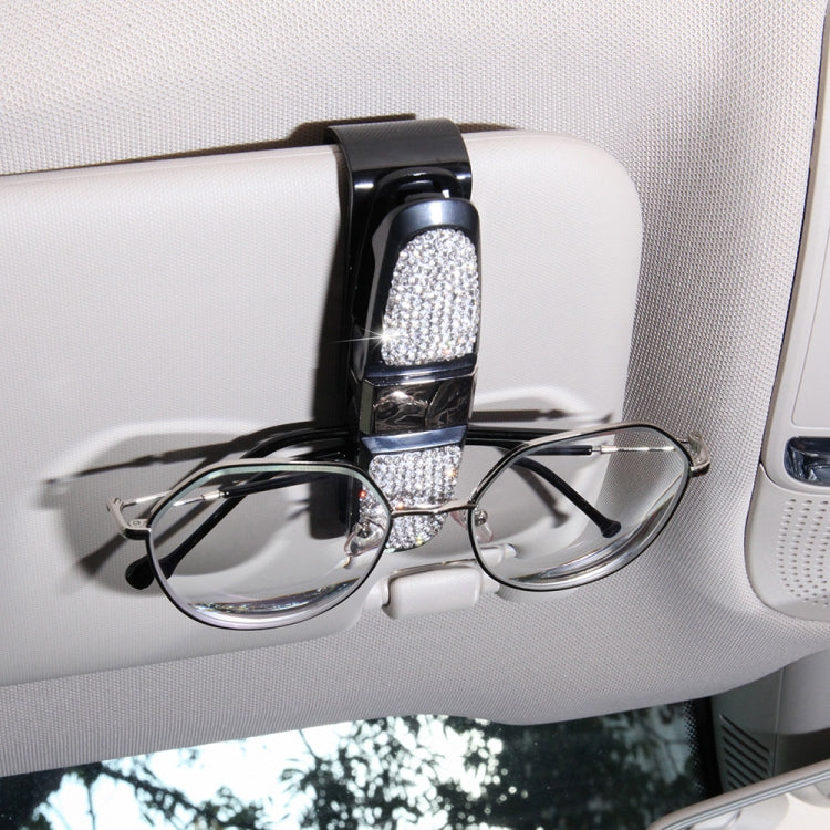 Diamond Mounted Rotating Car Glasses Clip Card Paper Holder Clips(White) - Sunglasses & Glasses Clips by Dabond | Online Shopping South Africa | PMC Jewellery | Buy Now Pay Later Mobicred