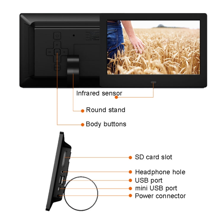 DPF-706-2.4G 7 inch Digital Photo Frame LED Wall Mounted Advertising Machine, Plug:UK Plug(Black) - free shipping - PMC TechLife - Order now!