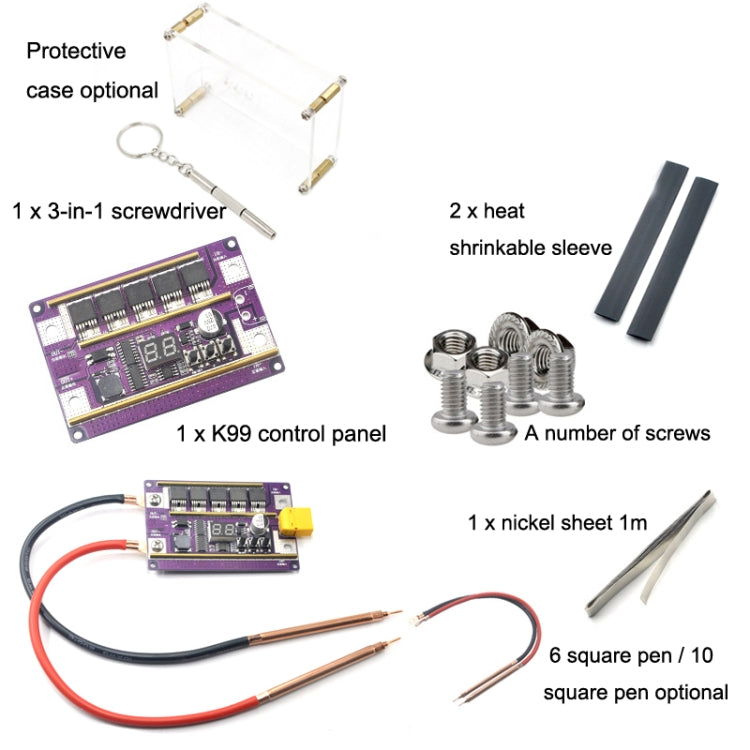 Model Airplane Battery Version 12V Digital Display DIY Battery Spot Welding Machine Pen Control, Style:10 Square Pen With Case - Others by PMC TechLife | Online Shopping South Africa | PMC TechLife | Buy Now Pay Later Mobicred