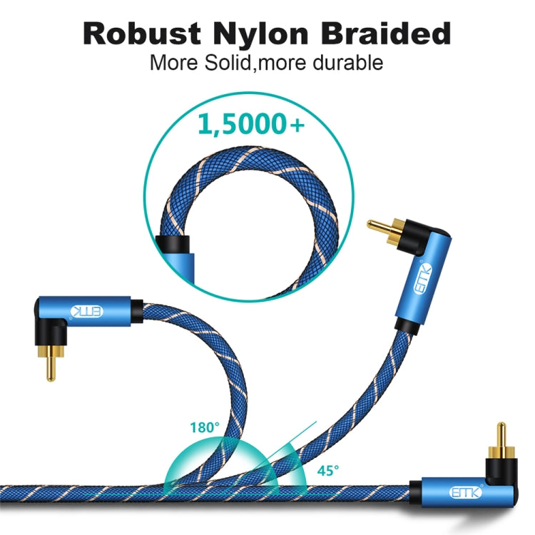 EMK Dual 90-Degree Male To Male Nylon Braided Audio Cable, Cable Length:2m(Blue) - Audio Optical Cables by EMK | Online Shopping South Africa | PMC Jewellery | Buy Now Pay Later Mobicred