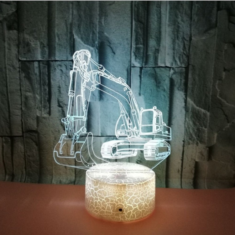 3W Excavator 3D Light Colorful Touch Control Light Creative Small Table Lamp with Crack Base, Style:Touch Switch + Remote Control - Novelty Lighting by PMC TechLife | Online Shopping South Africa | PMC TechLife | Buy Now Pay Later Mobicred