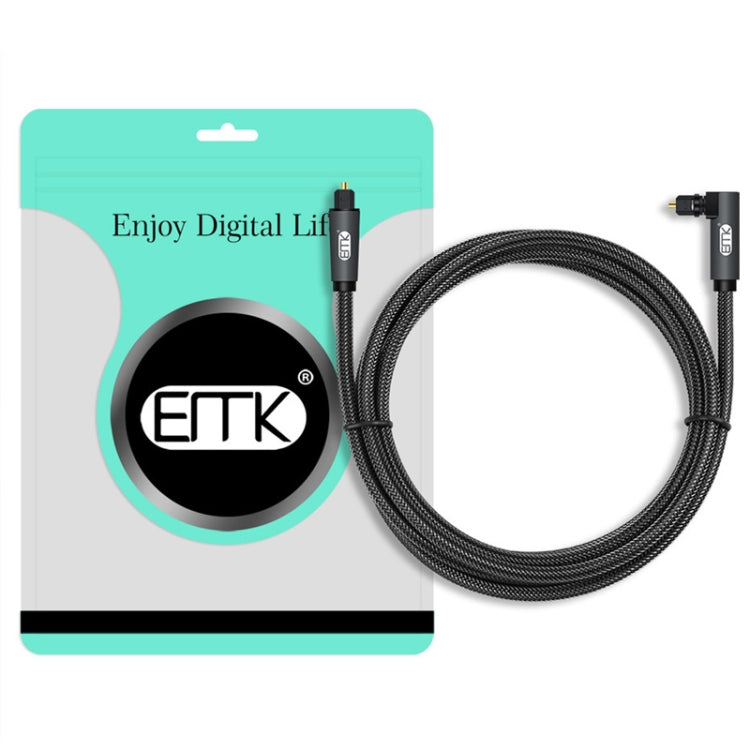 EMK 90 Degree Swivel Adjustable Right Angled 360 Degrees Rotatable Plug Nylon Woven Mesh Optical Audio Cable, Cable Length:5m(Black) - Audio Optical Cables by EMK | Online Shopping South Africa | PMC Jewellery | Buy Now Pay Later Mobicred