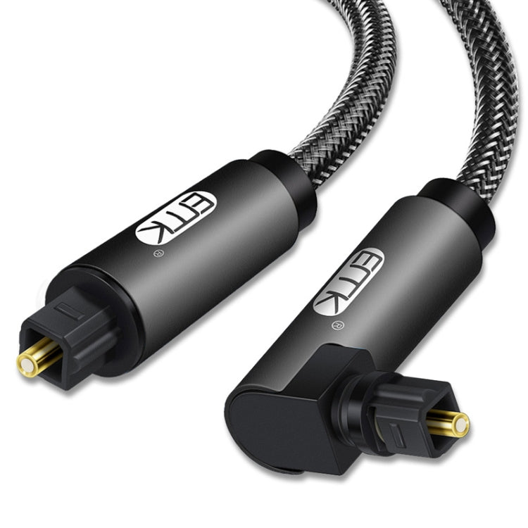 EMK 90 Degree Swivel Adjustable Right Angled 360 Degrees Rotatable Plug Nylon Woven Mesh Optical Audio Cable, Cable Length:8m(Black) - free shipping - PMC Jewellery - Order now!