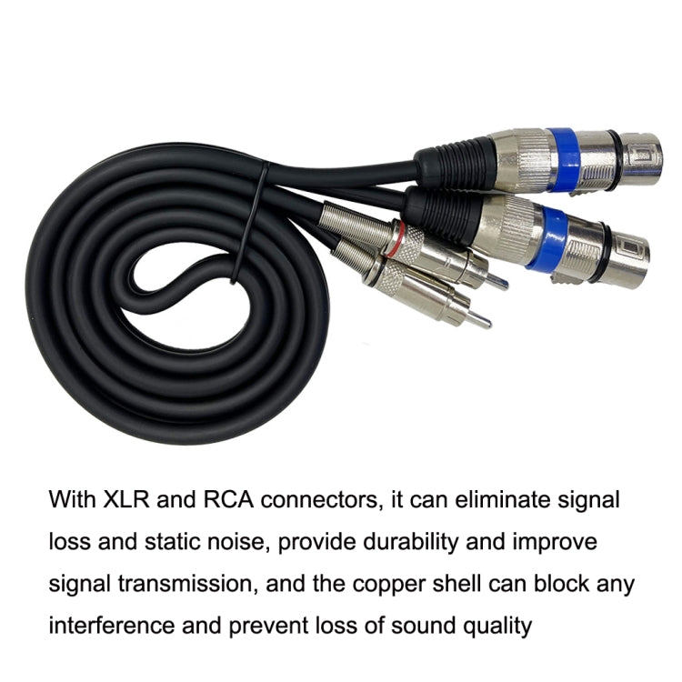 2RCA Male 2XLR Caron Female Speaker Audio Balance Cable, Length:10m - Microphone Audio Cable & Connector by PMC Jewellery | Online Shopping South Africa | PMC Jewellery | Buy Now Pay Later Mobicred