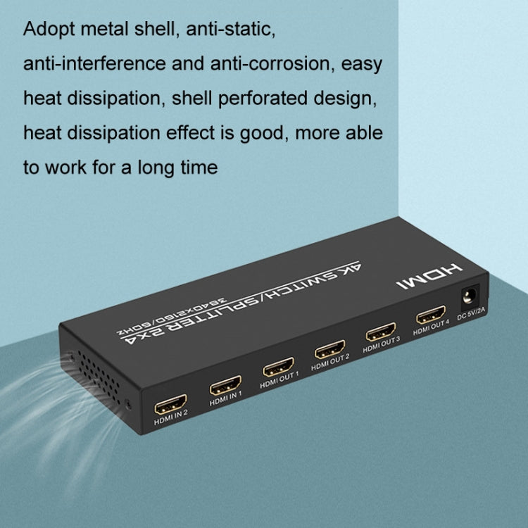 FJGEAR FJ-4K204 2 In 4 Out HD 4K Audio HDMI Switch Distributor, Plug Type:US Plug - Splitter by FJGEAR | Online Shopping South Africa | PMC Jewellery | Buy Now Pay Later Mobicred