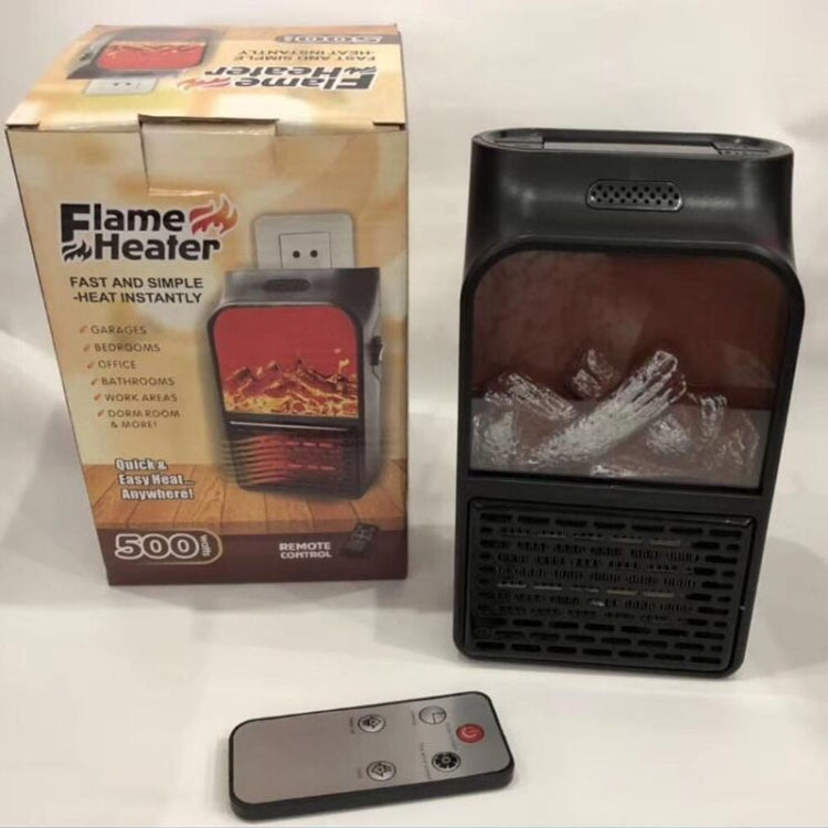 Flame Simulation Mini Portable Desktop Heater, Style:With Remote Control, Plug Type:EU(Black) - Electric Heaters by PMC Jewellery | Online Shopping South Africa | PMC Jewellery | Buy Now Pay Later Mobicred