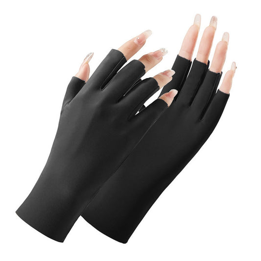 Ladies Sunscreen Gloves Half Finger Ice Silk Gloves,Style: Cent Finger(Black) - Safety Gloves by PMC Jewellery | Online Shopping South Africa | PMC Jewellery | Buy Now Pay Later Mobicred