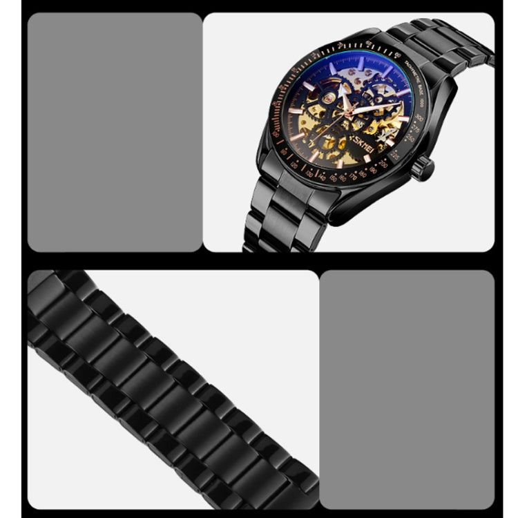 SKMEI 9194 Men Automatic Skeleton Mechanical Steel Band Watch (Silver) - free shipping - PMC TechLife - Order now!