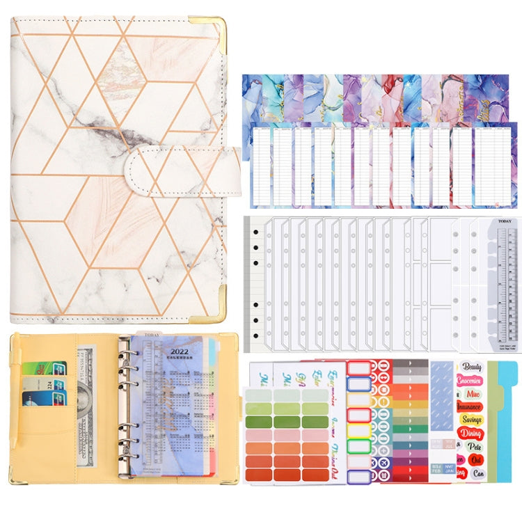 A6 Loose-leaf Notebook Budget Book Marbled Handbook,Style: Deluxe Model(Light Gray) - Notebooks by PMc TechLife | Online Shopping South Africa | PMc TechLife | Buy Now Pay Later Mobicred