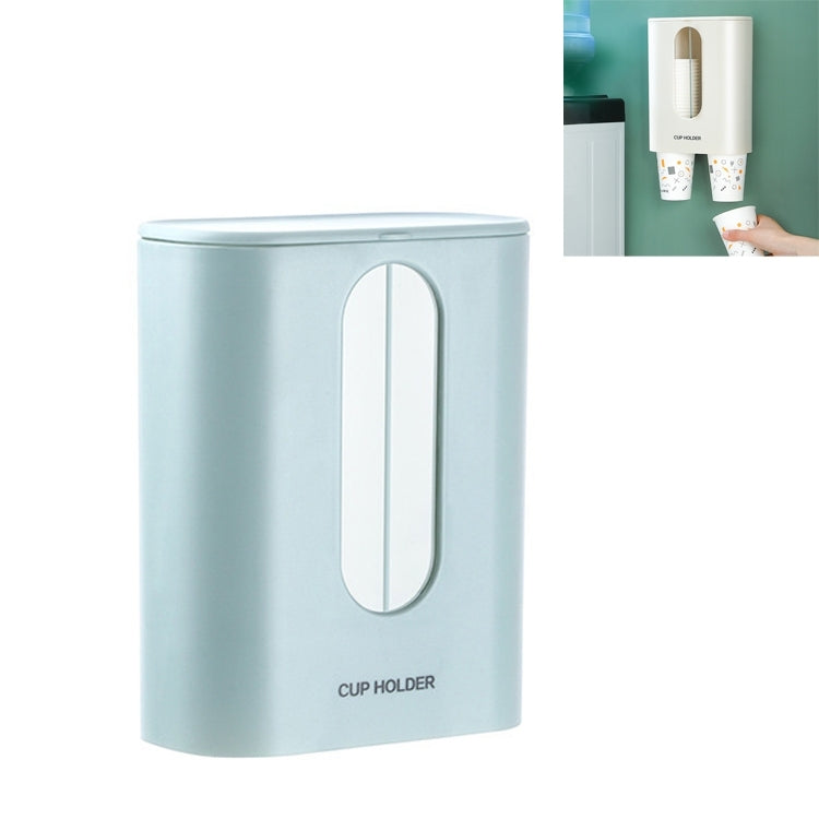Household Punch-free Wall-mounted Disposable Paper Cup Taker Automatic Water Cup Holder Dispenser(Binocular Blue) - Shelf & Hooks by PMC TechLife | Online Shopping South Africa | PMC TechLife
