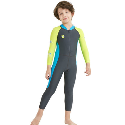 DIVE&SAIL Children Diving Suit Outdoor Long-sleeved One-piece Swimsuit Sunscreen Swimwear, Size: M(Boys Dark Gray) - Boy Clothing by DIVE&SAIL | Online Shopping South Africa | PMC Jewellery