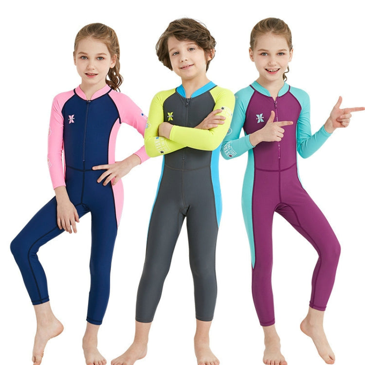 DIVE&SAIL Children Diving Suit Outdoor Long-sleeved One-piece Swimsuit Sunscreen Swimwear, Size: M(Boys Dark Gray) - Boy Clothing by DIVE&SAIL | Online Shopping South Africa | PMC Jewellery