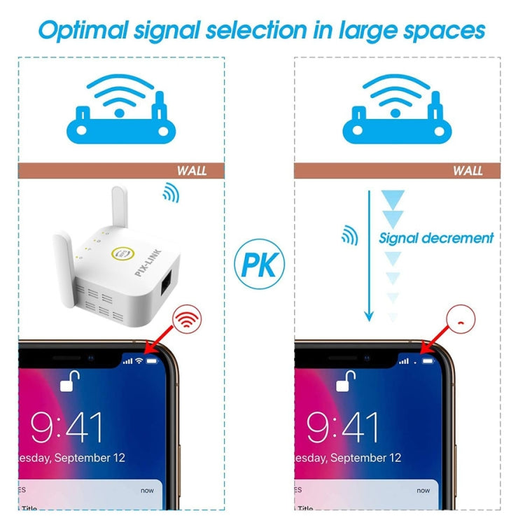 PIX-LINK WR22 300Mbps Wifi Wireless Signal Amplification Enhancement Extender, Plug Type:US Plug(Black) - Wireless Routers by PIX-LINK | Online Shopping South Africa | PMC Jewellery | Buy Now Pay Later Mobicred