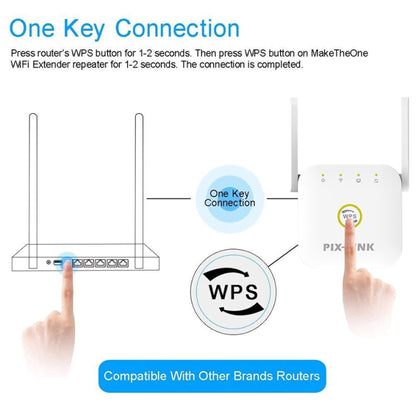 PIX-LINK WR22 300Mbps Wifi Wireless Signal Amplification Enhancement Extender, Plug Type:UK Plug(Black) - Wireless Routers by PIX-LINK | Online Shopping South Africa | PMC Jewellery | Buy Now Pay Later Mobicred