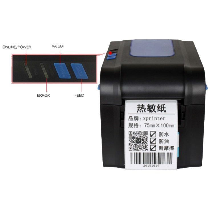 Xprinter XP-370B Barcode Printer Self-adhesive QR Code Printer Label Clothing Tag Thermal Ticket Machine(US Plug) - free shipping - PMC Jewellery - Order now!