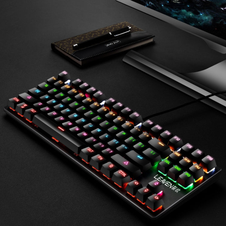 LEAVEN K550 87 Keys Green Shaft Gaming Athletic Office Notebook Punk Mechanical Keyboard, Cable Length: 1.8m(Black) - Wired Keyboard by PMC Jewellery | Online Shopping South Africa | PMC Jewellery | Buy Now Pay Later Mobicred