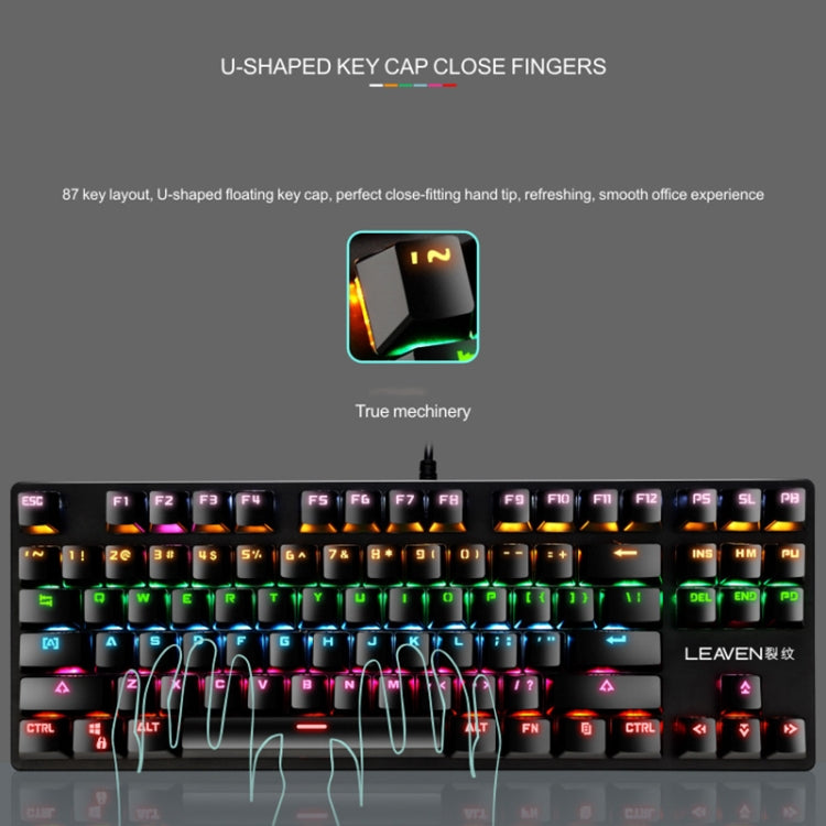 LEAVEN K550 87 Keys Green Shaft Gaming Athletic Office Notebook Punk Mechanical Keyboard, Cable Length: 1.8m(White) - Wired Keyboard by PMC Jewellery | Online Shopping South Africa | PMC Jewellery | Buy Now Pay Later Mobicred