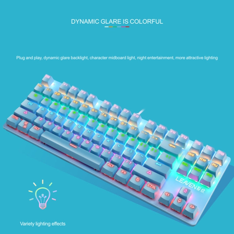 LEAVEN K550 87 Keys Green Shaft Gaming Athletic Office Notebook Punk Mechanical Keyboard, Cable Length: 1.8m(Blue) - Wired Keyboard by PMC Jewellery | Online Shopping South Africa | PMC Jewellery | Buy Now Pay Later Mobicred